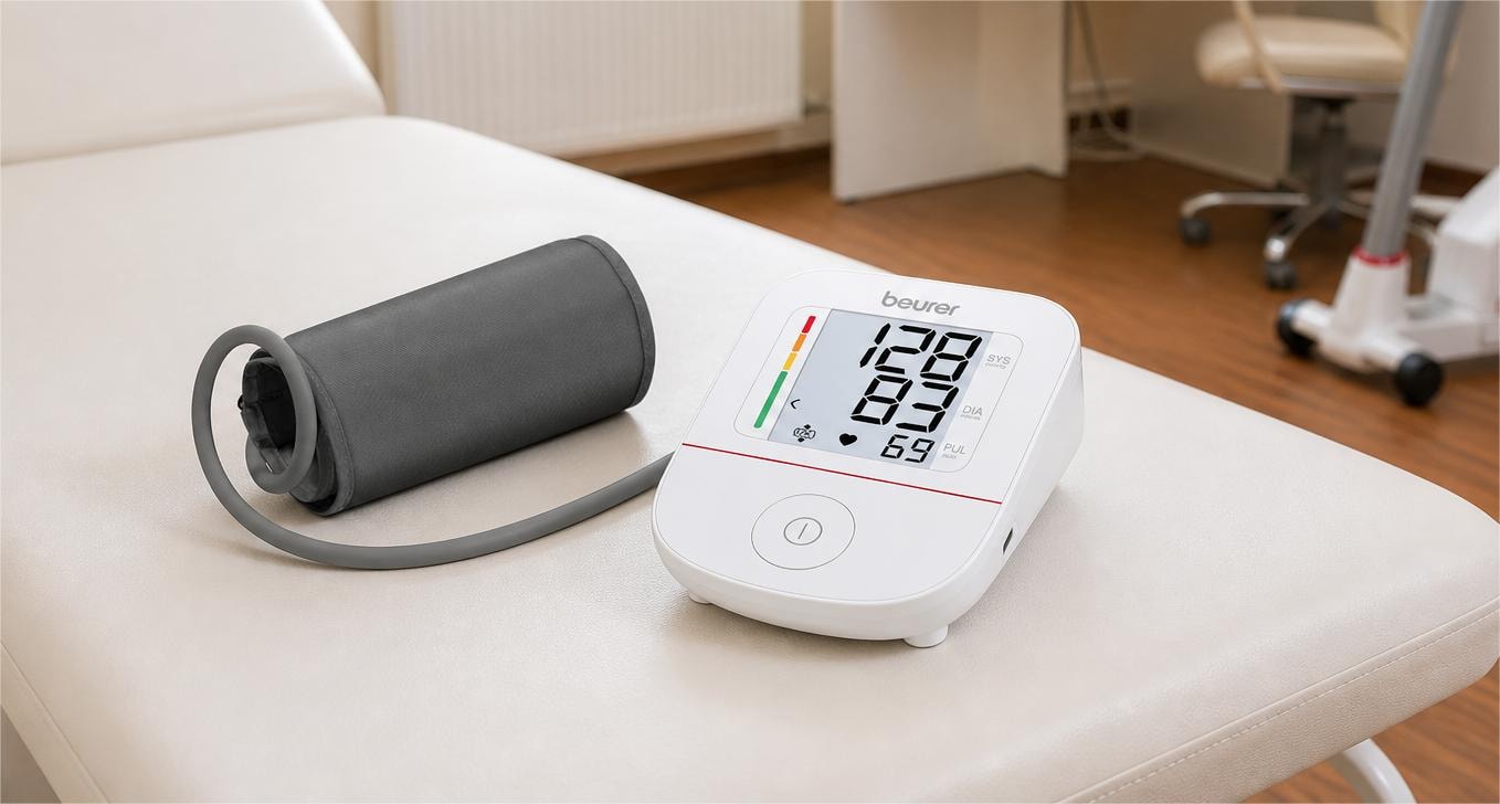 Tensiometru digital Beurer pe masa de consultație